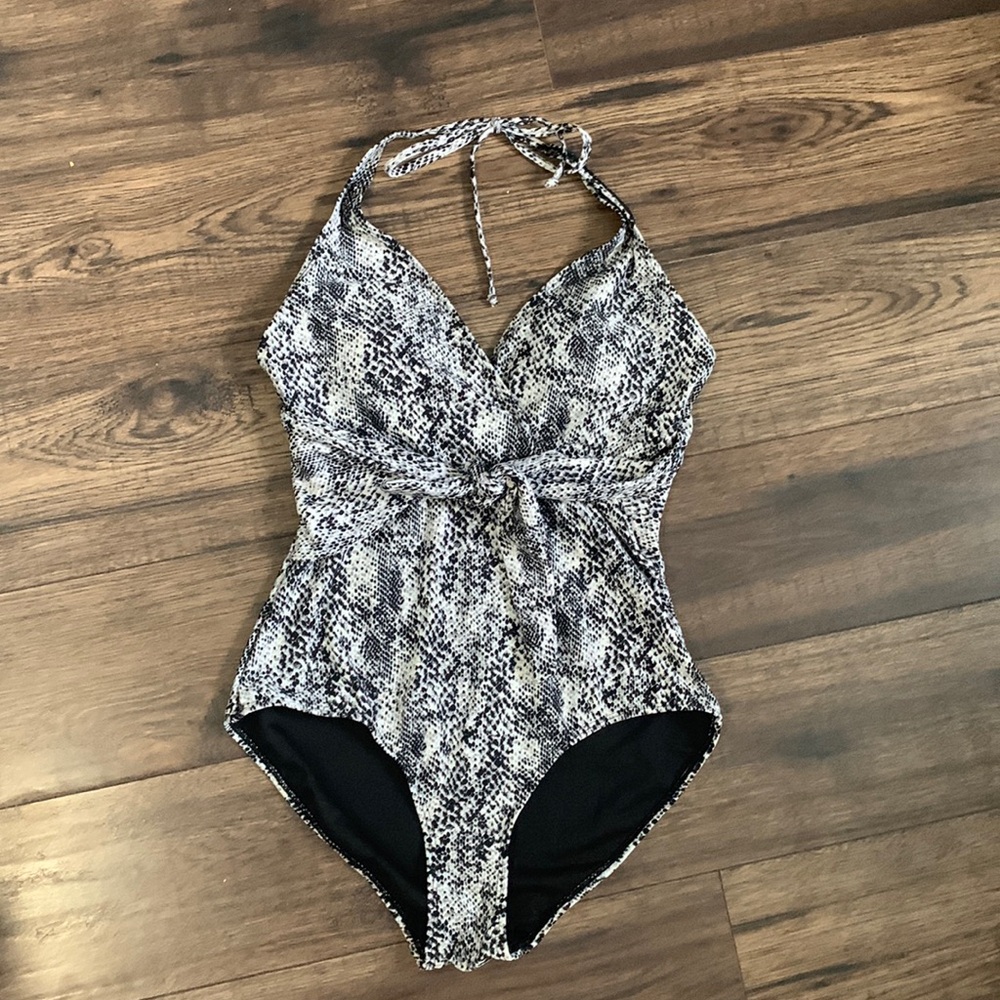 Snake print halter swim suit